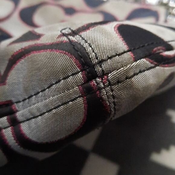 Coach Black Gray Pink Canvas Chain Strap Shoulder Tote Handbag No H1282-21161 - Picture 7 of 16